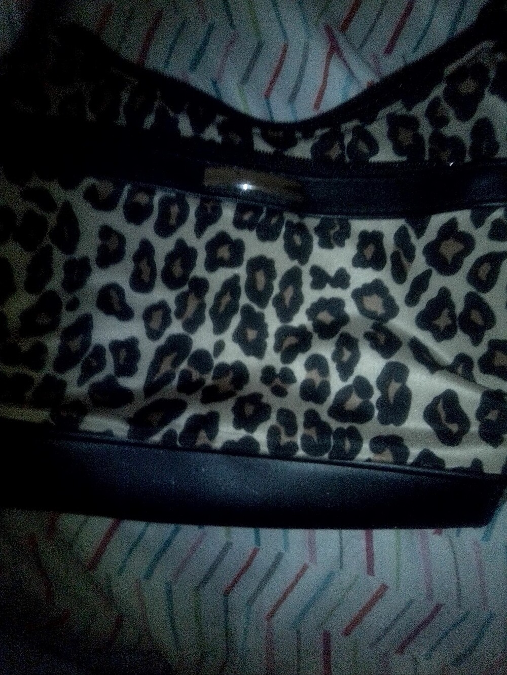 White Stag Leopard Print Tote with Black Trim